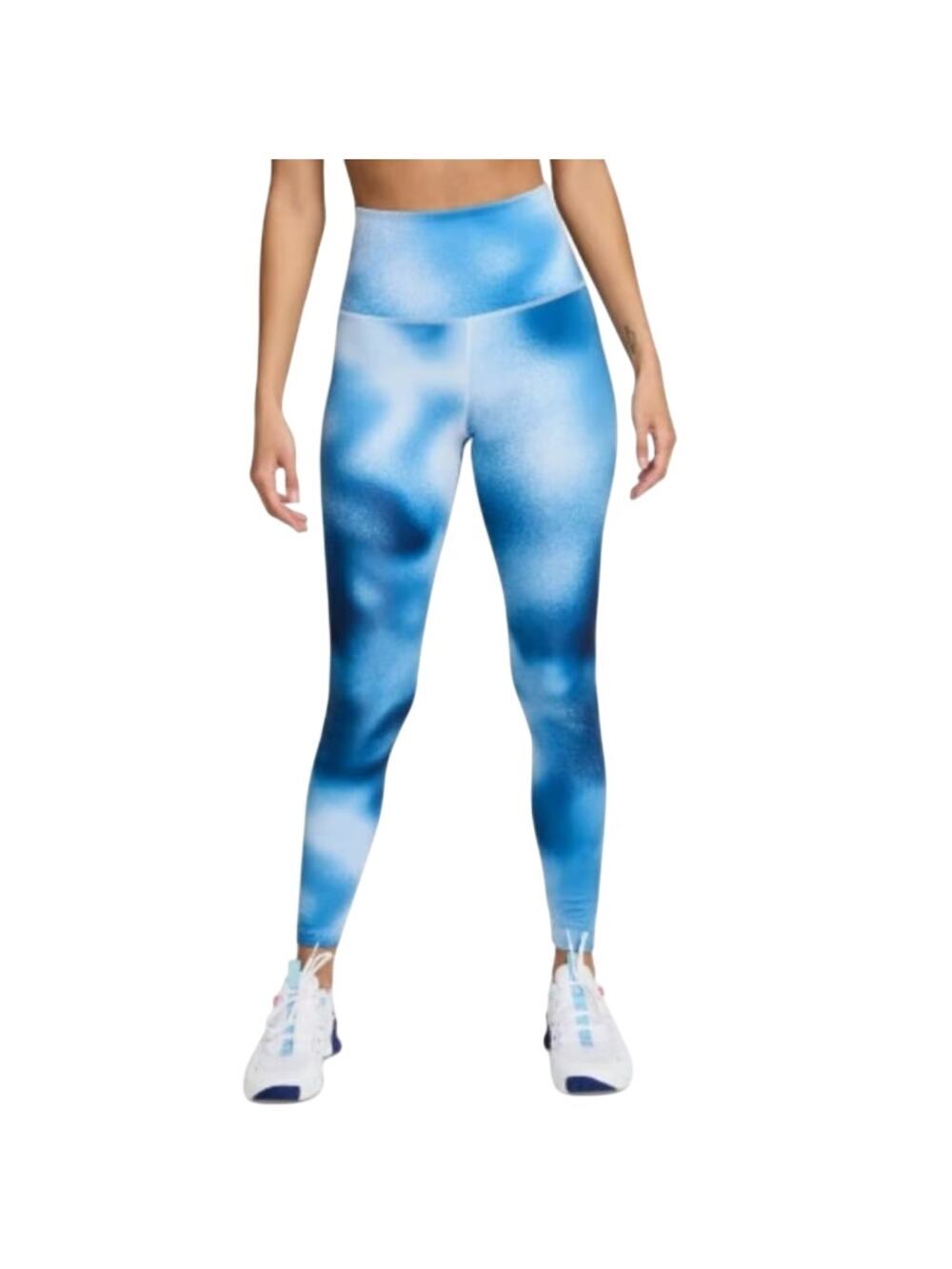 NIKE Women's One Dri Fit Athletic Leggings XS Court Blue Print High Rise NWT